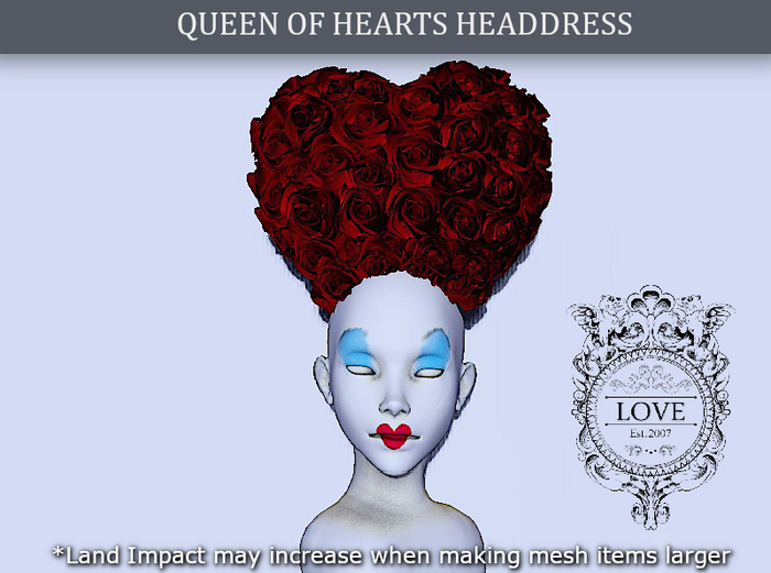 Second Life Marketplace LOVE QUEEN OF HEARTS HEADDRESS